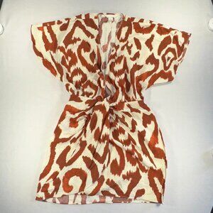 H&M - Orange Cream Geometric Abstract Patterned Mini Dress Size S